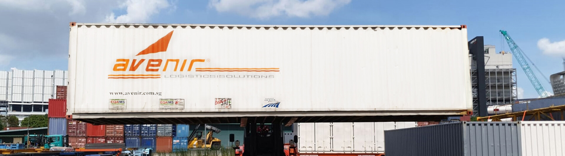 Avenir Logistics container at a yard in Singapore.